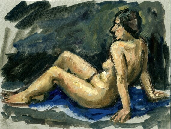 Leaning Back, Female Nude. Small Original Oil on Prepared Paper, 7x9 Classic Realist Figure from Lif | Etsy (US)