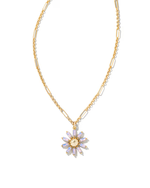 Madison Daisy Gold Short Pendant Necklace in Pink Opal Crystal | Kendra Scott