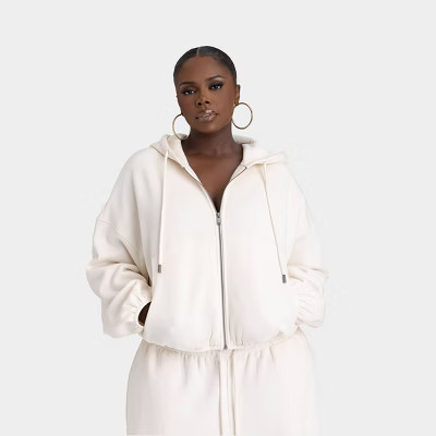 KBB by KAHLANA Women's 'The Zip-Up Hoodie' - Cream 3X | Target