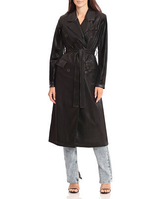 Avec Les Filles Women's Faux Leather Belted Trenchcoat & Reviews - Coats & Jackets - Women - Macy... | Macys (US)