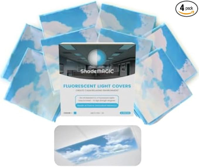 ShadeMAGIC Fluorescent Light Covers for Classroom Office - Light Filter Pack of (4); Eliminate Ha... | Amazon (US)
