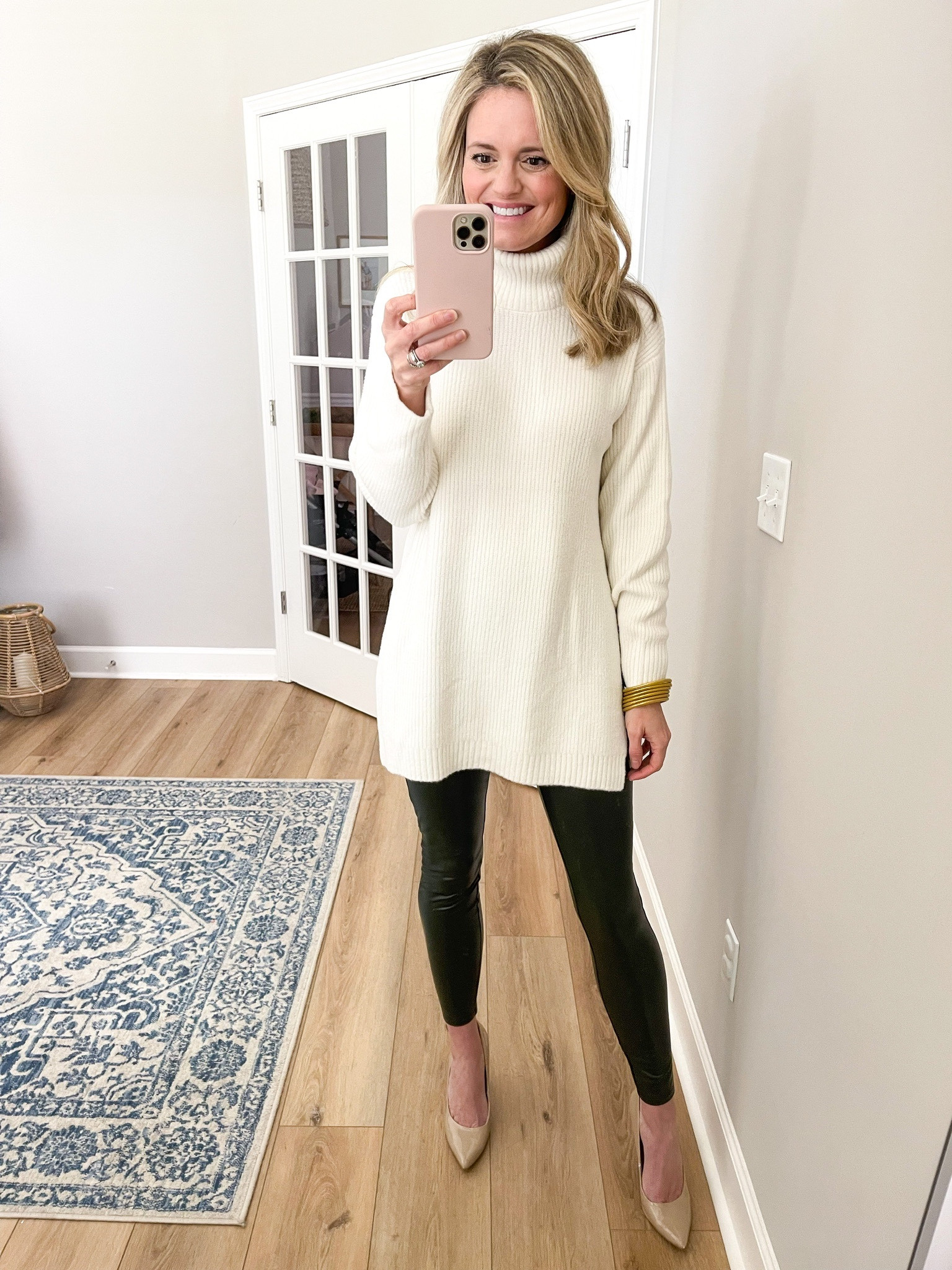 Elevated outfit. Tunic sweater with faux leather leggings. Amazon deal for prime day. 

#LTKsalealert #LTKxPrimeDay #LTKunder50