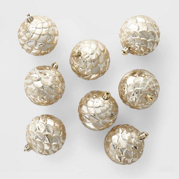 8ct Pine Cone Christmas 70mm Ornament Set Gold - Wondershop™ | Target
