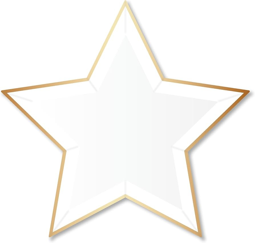Bonjour Fête Blanc White Star Large Paper Party Plates | Gold Foil | Sturdy Disposable Plates fo... | Amazon (US)