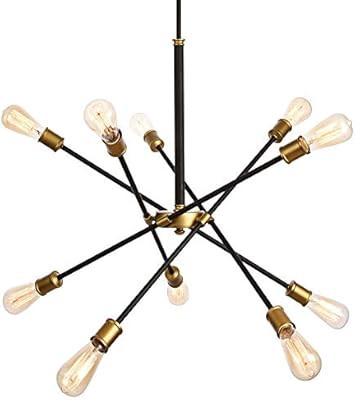 Elegant Lighting Axel Collection 10 Light Chandelier in Black and Brass Finish - 27.2"D x 32.5"H | Amazon (US)