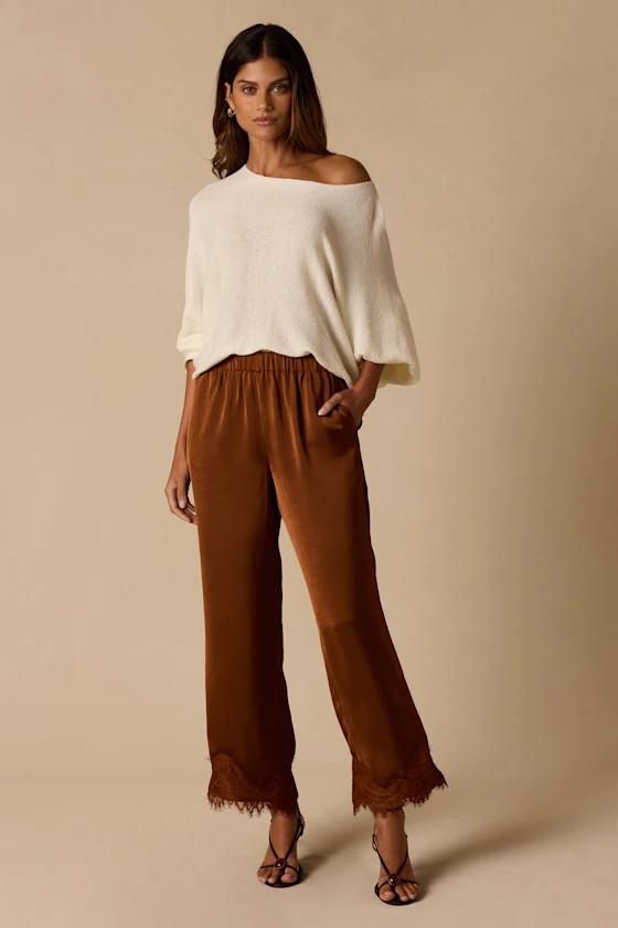 Owen Brown Satin Lace Pants | Lulus