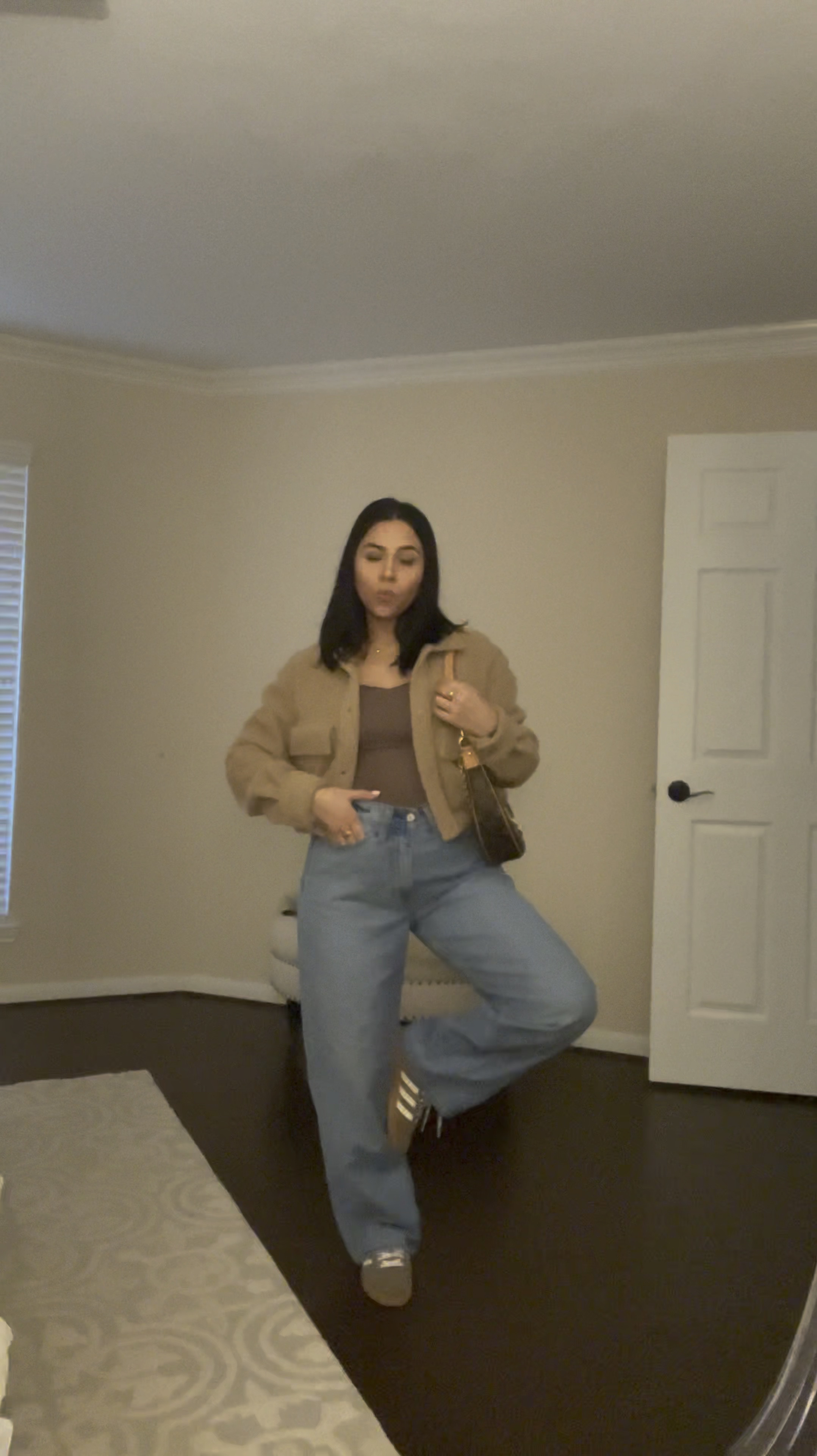 Casual dinner outfit idea 
Brown bodysuit: small 
Abercrombie curve love baggy jeans: 27 short 
Brown teddy cropped jacket: sold out, linked similar 
Adidas handball spezial sneakers: 4.5 men 
Louis Vuitton loop bag 
White ankle socks 
Sol de Janeiro cheirosa’59 

#LTKStyleTip #LTKFindsUnder100 #LTKPetite