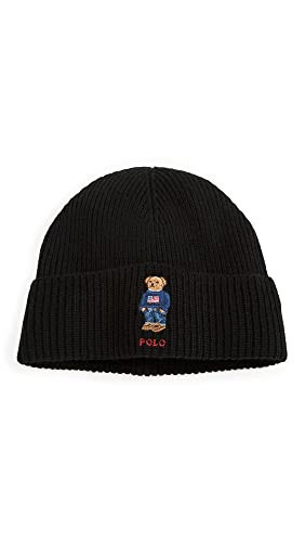POLO RALPH LAUREN Men's Solid Flag Bear Beanie, Polo Black, One Size | Amazon (US)