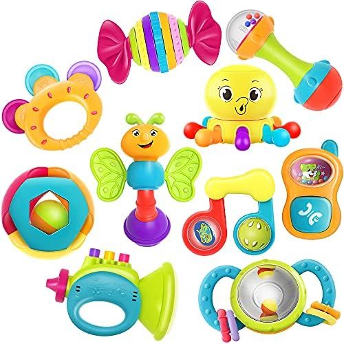 iPlay, iLearn 10pcs Baby Rattle Toys, Infant Shaker, Teether, Grab and Spin Rattles, Musical Toy ... | Amazon (US)