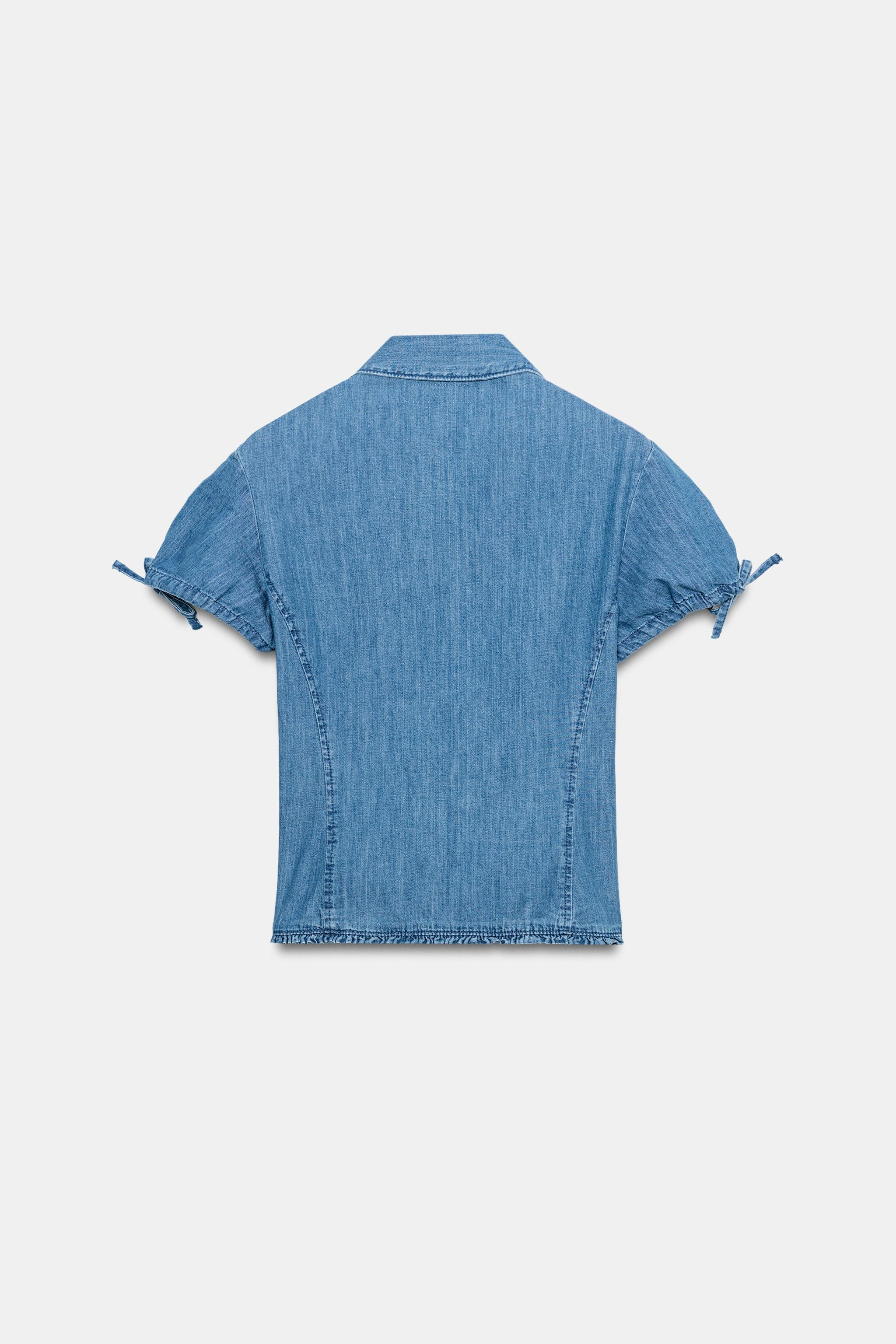 SMOCKED DENIM SHIRT | Zara US