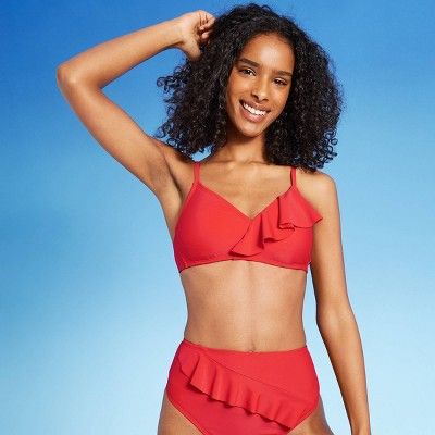 Women's Asymmetrical Ruffle Front Bralette Bikini Top - Shade & Shore™ | Target