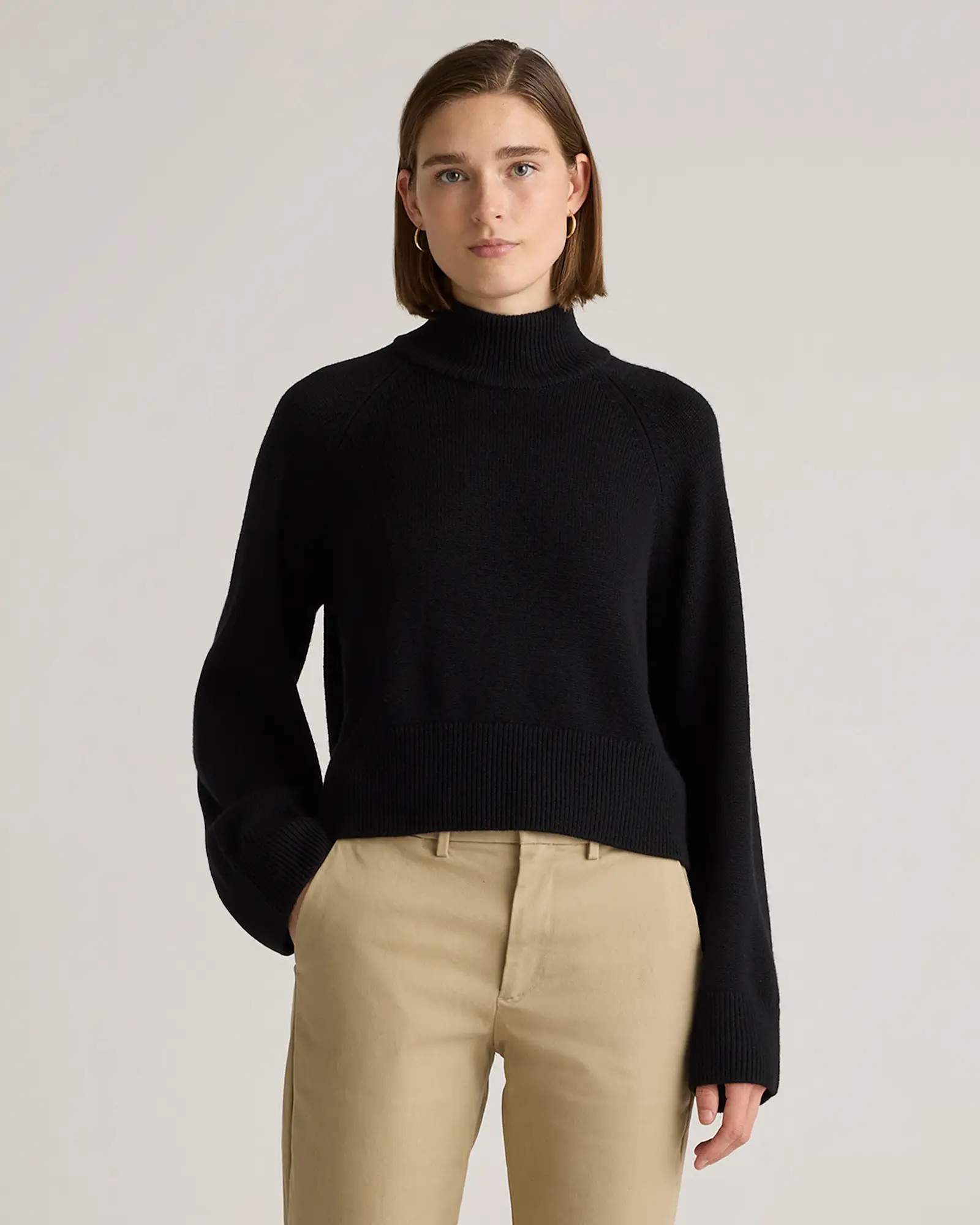 Australian Merino Wool Cropped Mock Neck Sweater | Quince