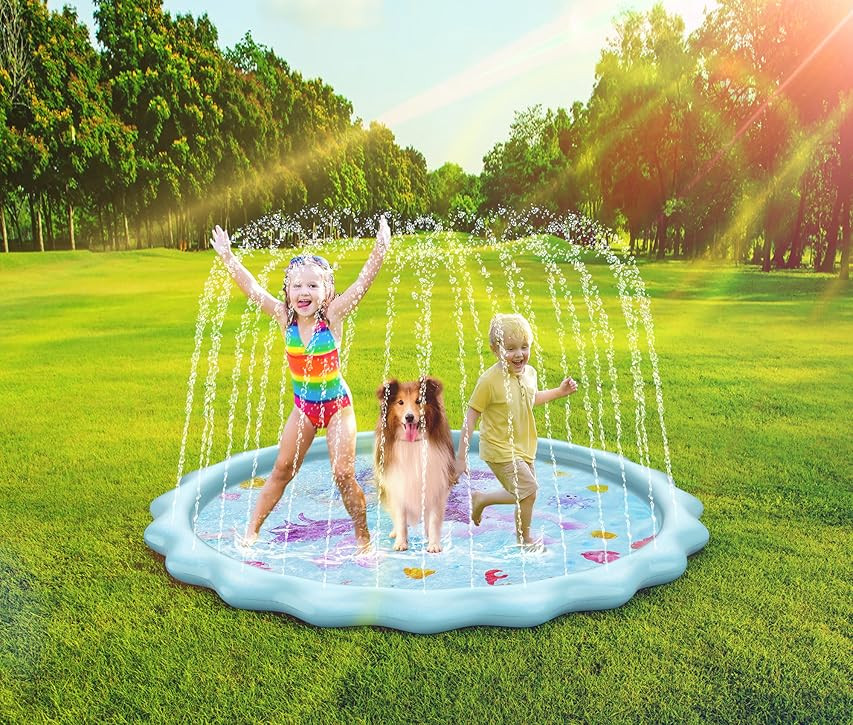 Toffos Splash Pad for Kids, Size 86.6‘’Sprinkler Summer Outdoor Water Mat Toys Wading Swimming Pool, | Amazon (US)