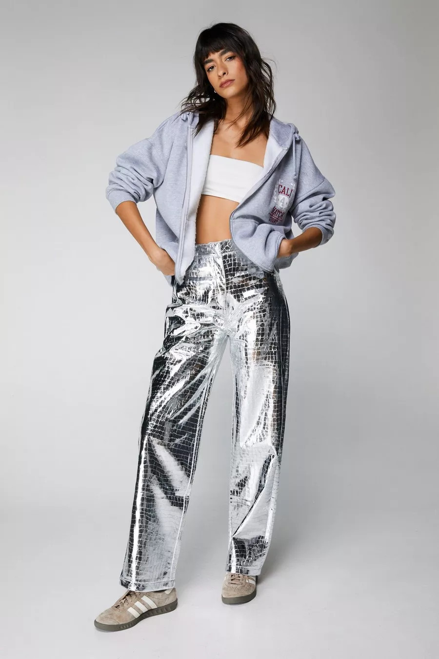 Premium Metallic Croc Straight Leg Pants | Nasty Gal US