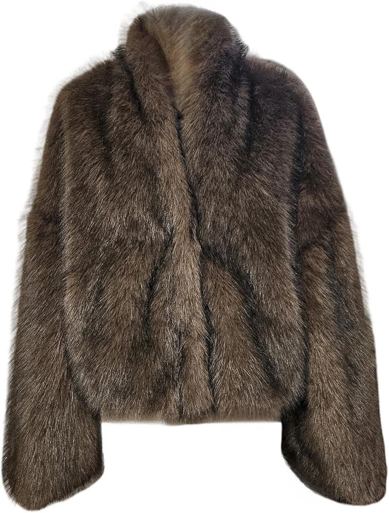 Women's Fluffy Faux Fur Cropped Jackets Coats Shaggy Short Overcoat Outwear Cardigan Parka Crop T... | Amazon (US)