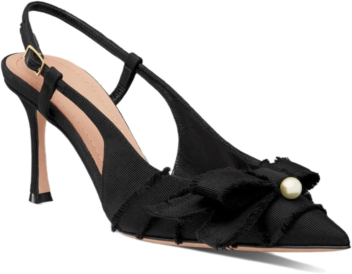 Bow Slingback Heels for Women Closed Toe Elegant 3.5 in Kitten Heels Pumps Heeled Sandals Stilett... | Amazon (US)