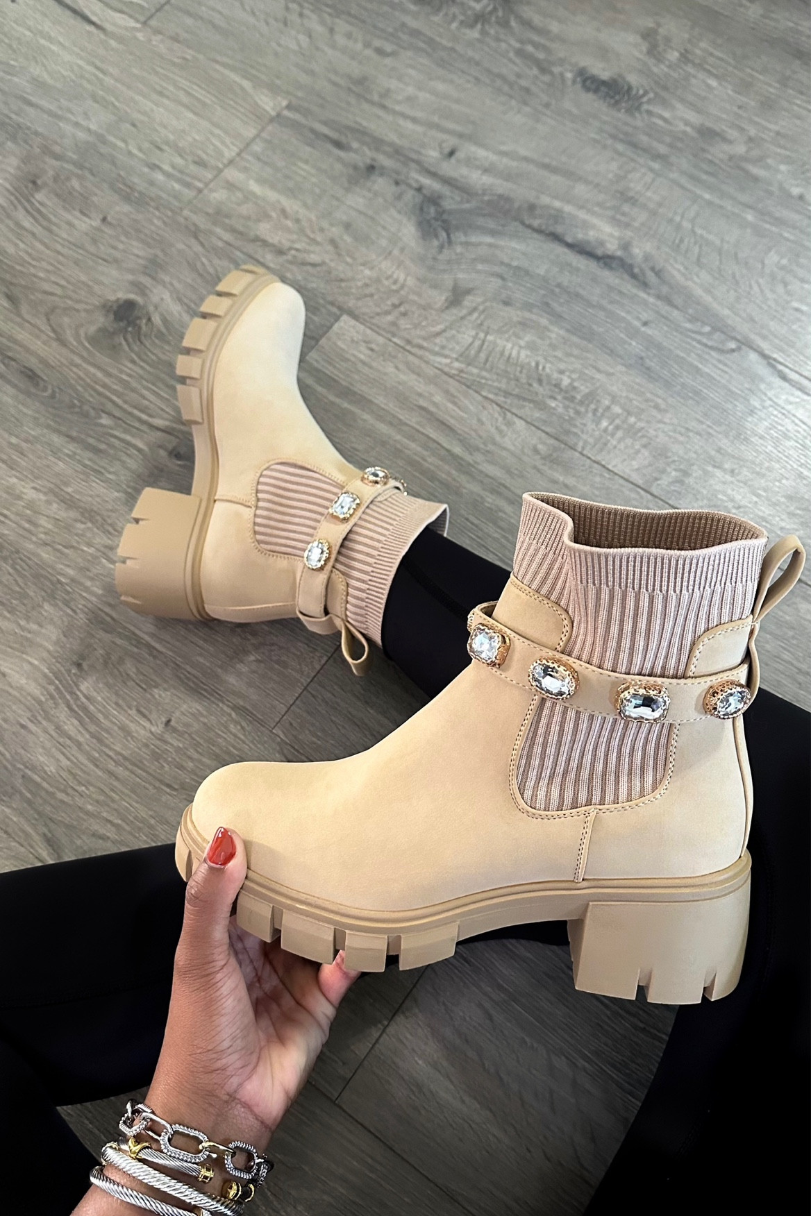 Boots(gift): I am wearing my regular size(8) and the rhinestone strap is removable. 

#LTKstyletip #LTKshoecrush #LTKSeasonal