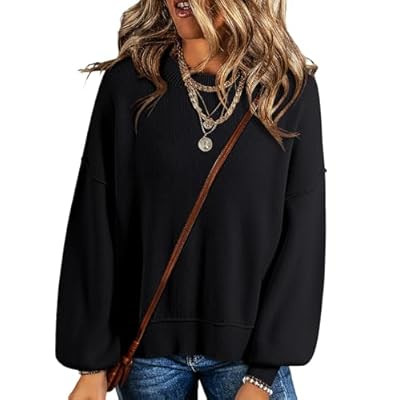 Dokotoo Women's Sweaters Colorblock Crewneck Cotton Long Sleeve Fall Winter Kni… | Amazon (US)
