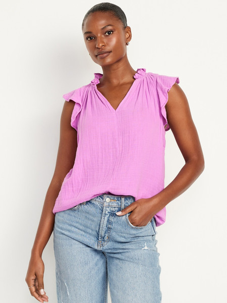 Sleeveless Crinkle Gauze Top | Old Navy (CA)