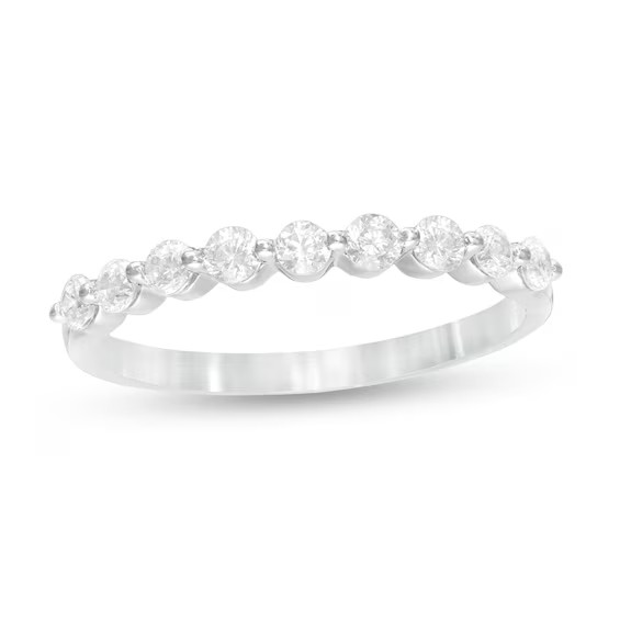 3/8 CT. T.W. Diamond Nine Stone Anniversary Band in 10K White Gold|Zales | Zales