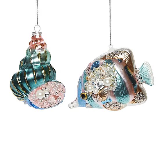 North Pole Trading Co. Tropical Punch Beaded Shell & Tropical Fish 2-pc. Christmas Ornament Set | JCPenney