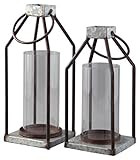 Signature Design by Ashley Diedrick Rustic Lantern Set of 2, Indoor and Outdoor, 19" & 17", Gray ... | Amazon (US)