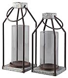 Signature Design by Ashley Diedrick Rustic Lantern Set of 2, Indoor and Outdoor, 19" & 17", Gray ... | Amazon (US)