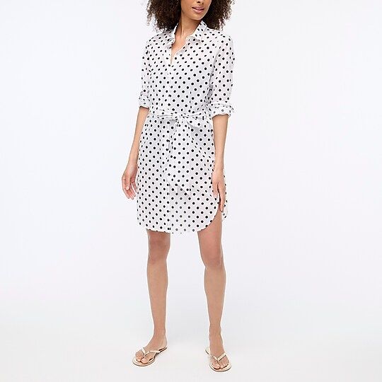 Polka-dot cover-up shirtdress | J.Crew Factory