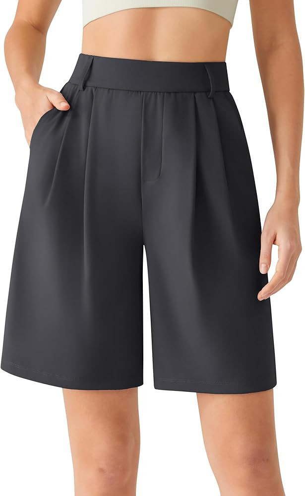 G4Free ShiftReady Shorts for Women Dressy Casual 7" - High Waisted Wide Leg Pleated Shorts with P... | Amazon (US)