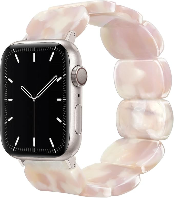 Resin Stretchy Watch Bands Women Compatible with Apple Watch 42mm(S3/2/1) 44mm 45mm 46mm 49mm Tor... | Amazon (US)