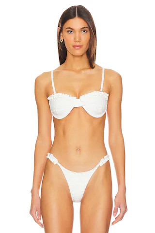 MORE TO COME Amelia Ruffle Bikini Top in White from Revolve.com | Revolve Clothing (Global)