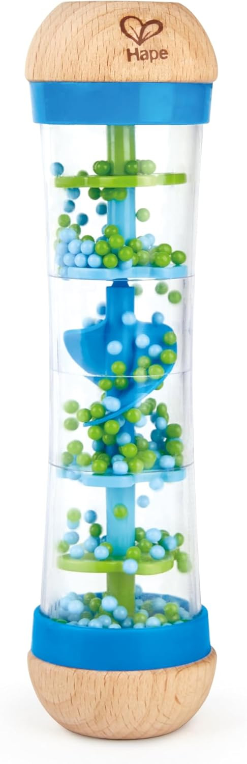 Hape Beaded Raindrops | Mini Wooden Musical Shake & Rattle Rainmaker Toy, Blue, Model Number: E03... | Amazon (US)