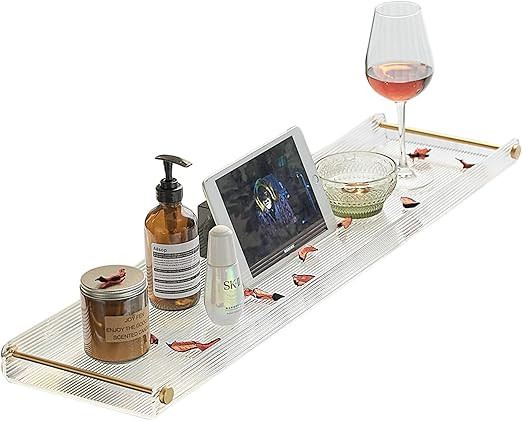 Bath Tray for Bathtub, NEWRAIN Luxury Bathtub Caddy Tray, 1 or 2 Person Bath and Bed Tray,Organiz... | Amazon (US)