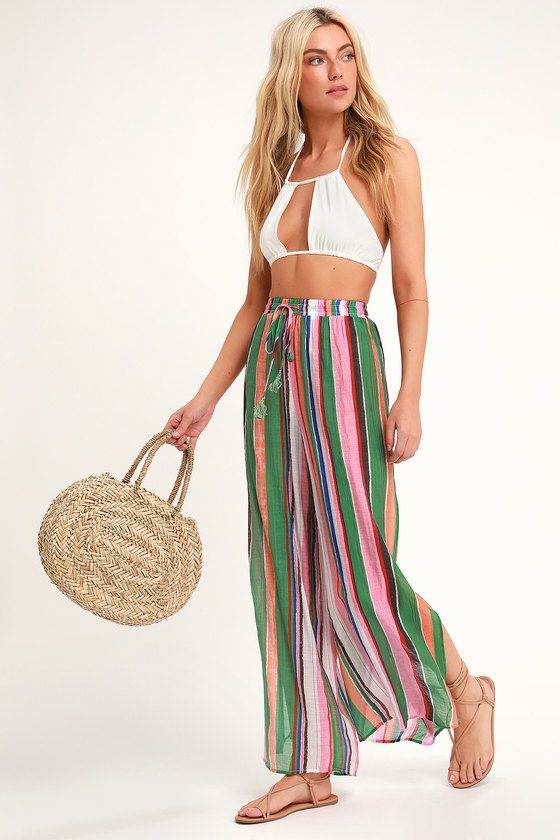 Eternal Vacation Green Multi Striped Swim Cover-Up Pants | Lulus (US)