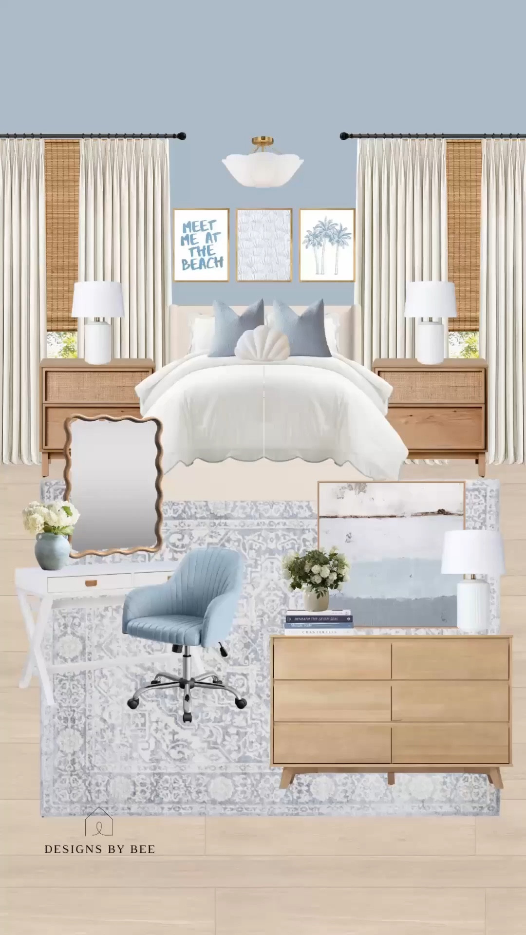 blue teen bedroom, coastal teen room, ocean inspired bedroom, beachy bedroom decor, wood nightstand, wood dresser, teen girl bedroom ideas, coastal bedroom design, desk for teen bedroom, cool teen bedroom

#LTKKids #LTKSeasonal #LTKHome