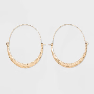 Hammered and Wire Crescent Hoop Earrings - Universal Thread™ Gold | Target