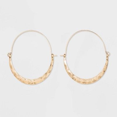 Hammered and Wire Crescent Hoop Earrings - Universal Thread™ Gold | Target