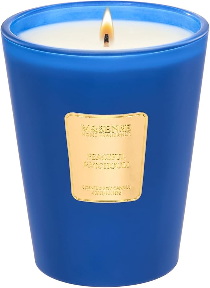 M&SENSE Peaceful Patchouli Scented Candle Home Decor, 60 Hours Long Lasting Slow Burning, Natural... | Amazon (US)