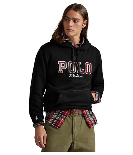 POLO RALPH LAUREN Men's The RL Fleece Plaid-Logo Hoodie Polo Black Small | Amazon (US)