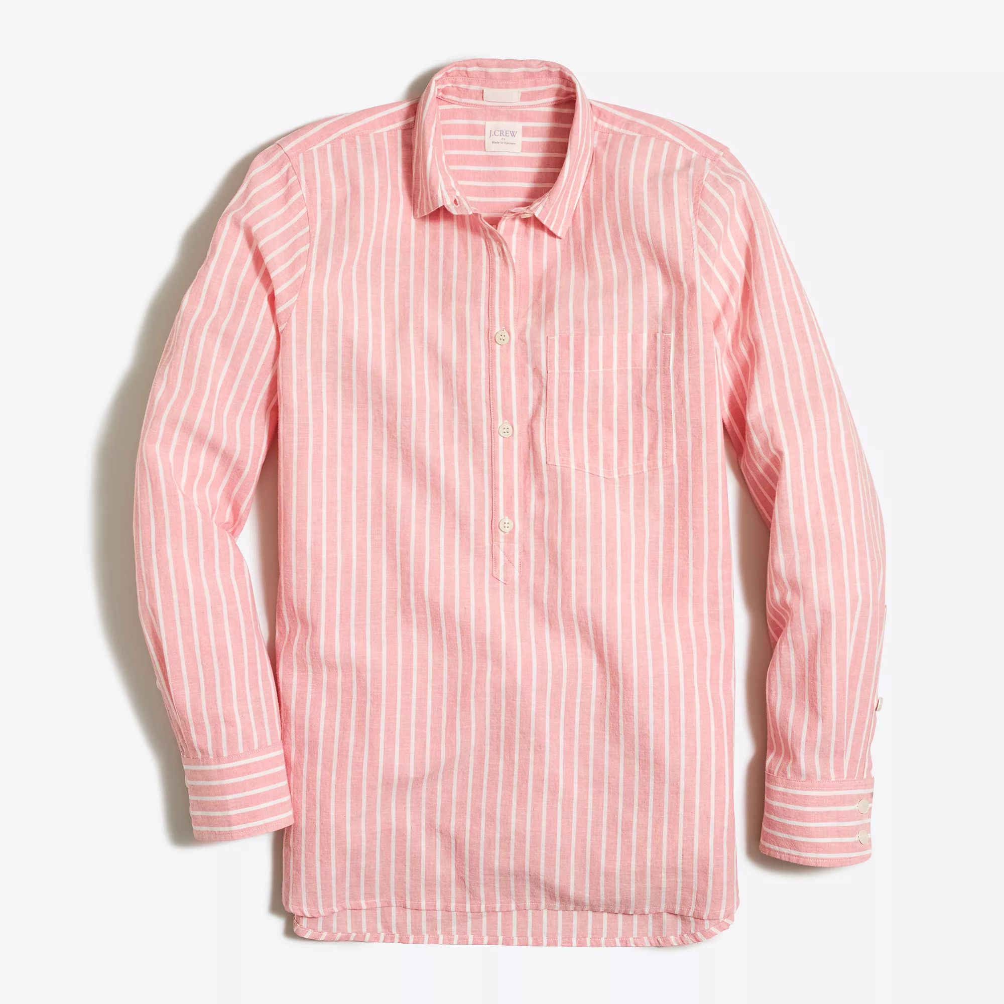 Striped washed popover shirt in cotton-linen | J.Crew Factory