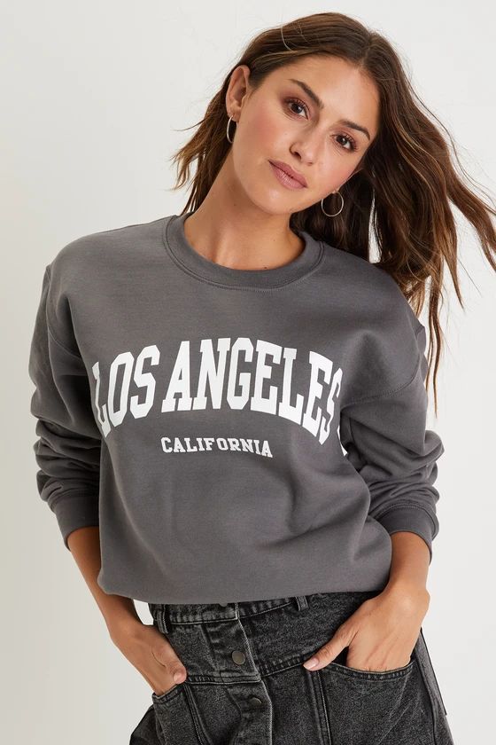 Los Angeles Dark Grey Graphic Pullover Sweatshirt | Lulus (US)