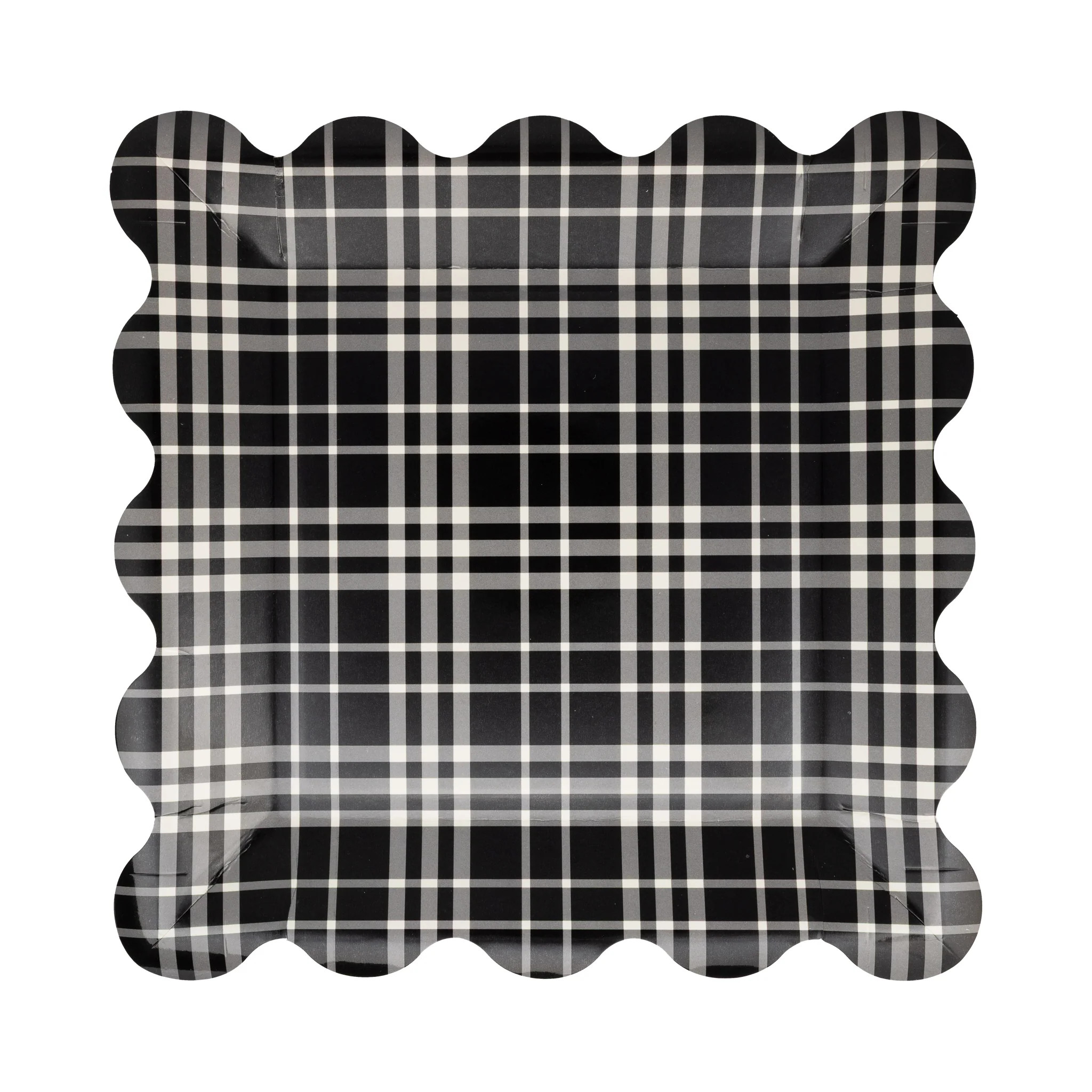 Falloween Plaid Scalloped Square Paper Plate | My Mind's Eye