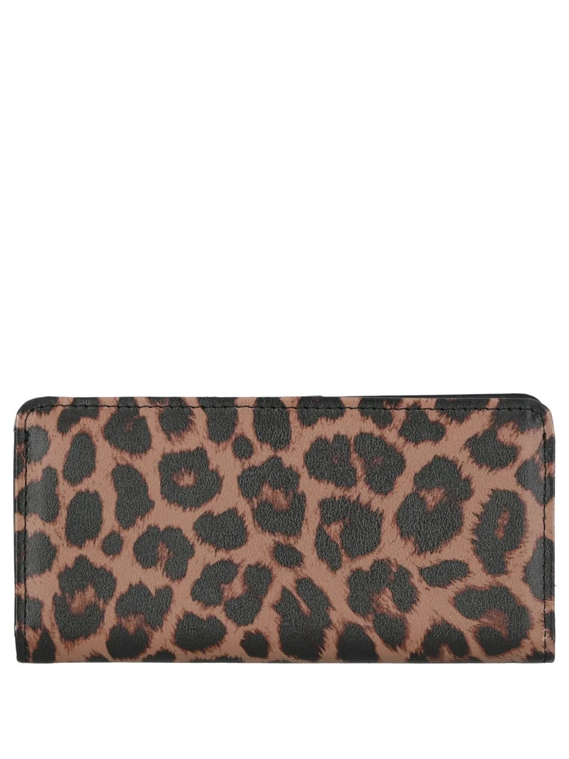 Time and Tru Women's Alexandra Slim Tab Wallet, Leopard Print | Walmart (US)