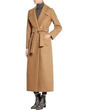 CHARTOU Women's Elegant Lapel Collar Double Breasted Regular Wool Blend Overcoat Coat Belt | Amazon (US)