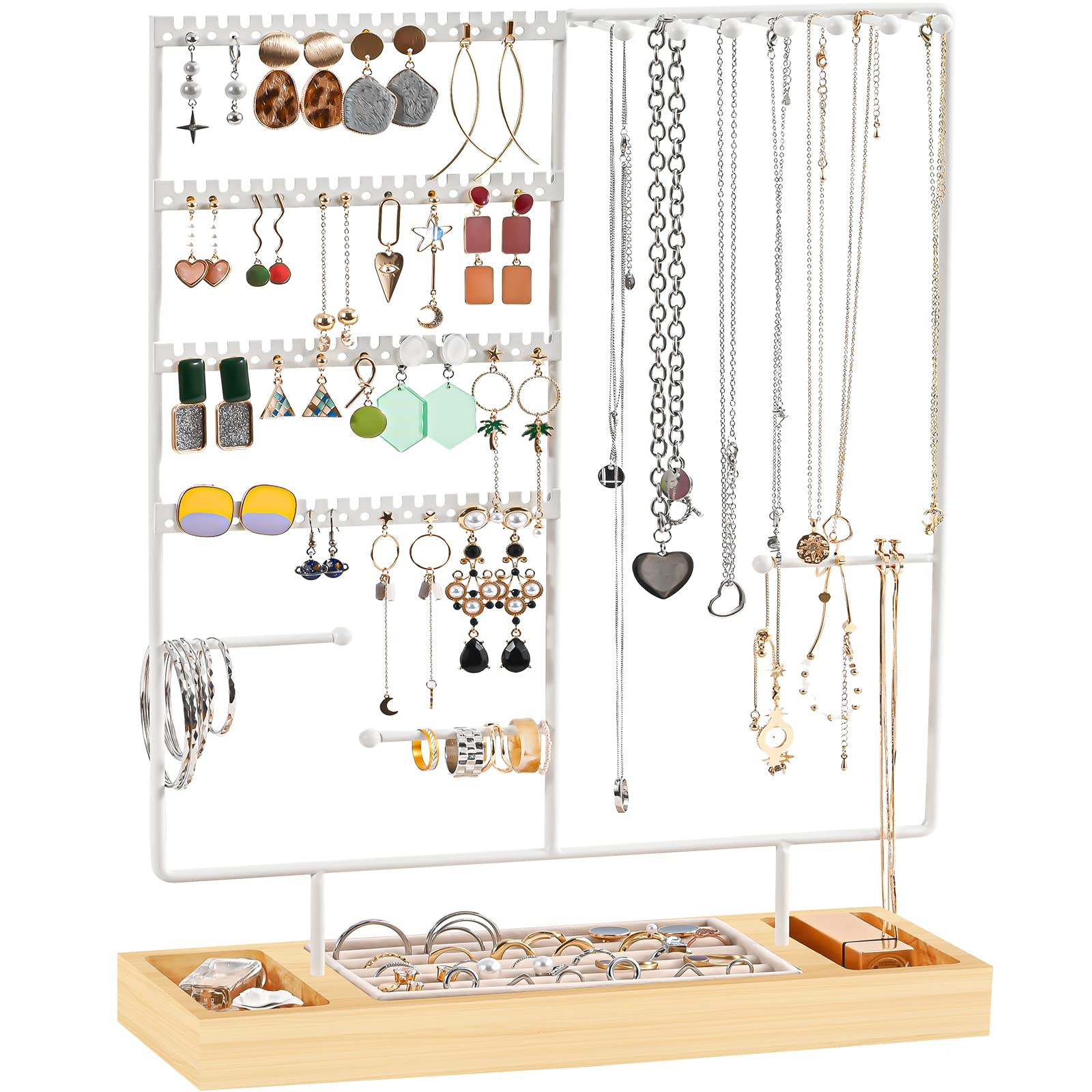 ProCase Jewelry Organizer Stand Earring Holder Organizer, 6 Tiers Earring Organizer Tree Necklace... | Amazon (US)