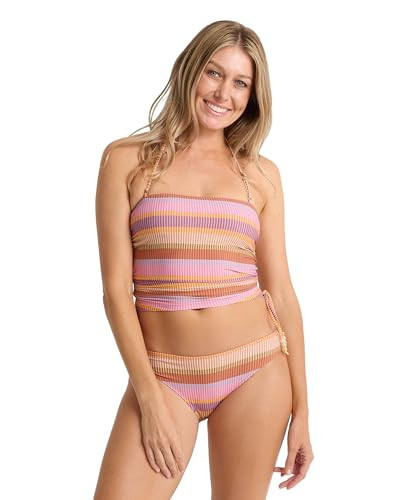 Roxy Women's Two Piece Bikini – Bandeau Top, Hipster Bottom, Quick-Dry, Removable Cups, Adjustable Straps, Multi, Medium | Amazon (US)