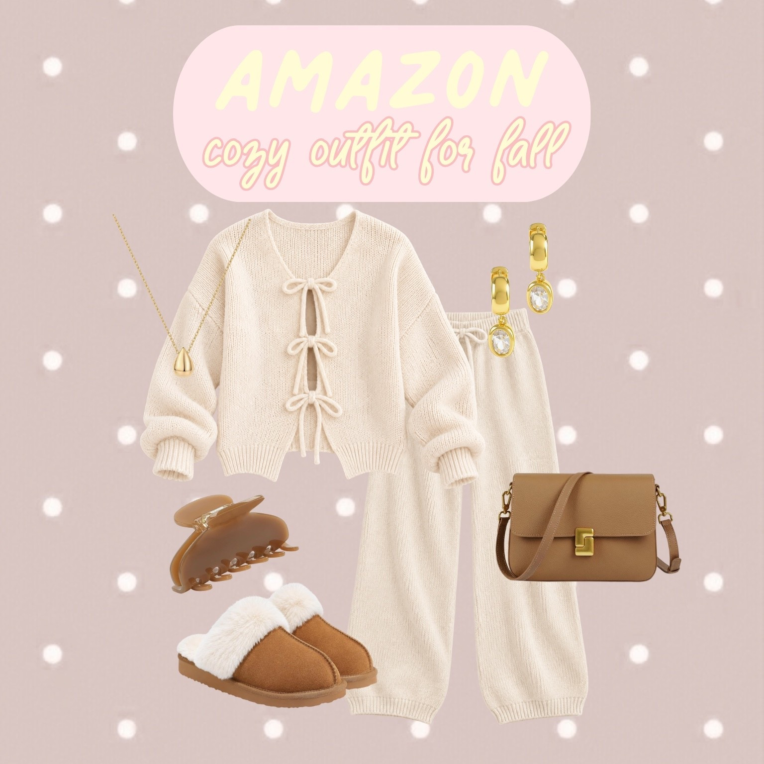 This neutral knit set is made for cozy fall days! The cream tones paired with brown accessories make this Amazon look so cute for the season.

#LTKdayinmylife #LTKgrwm #LTKootd