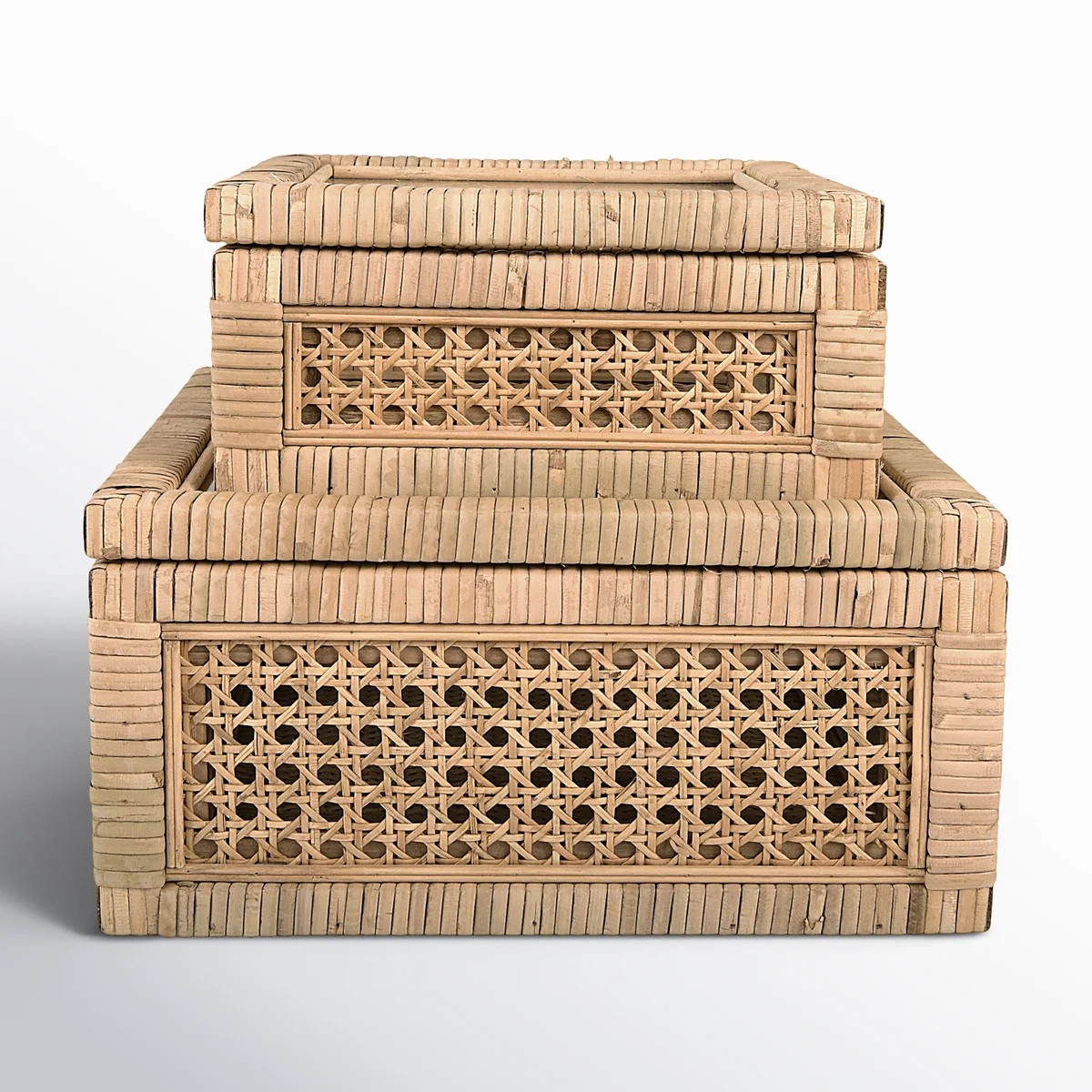 Edelie Woven Cane and Glass Decorative Box | Wayfair North America