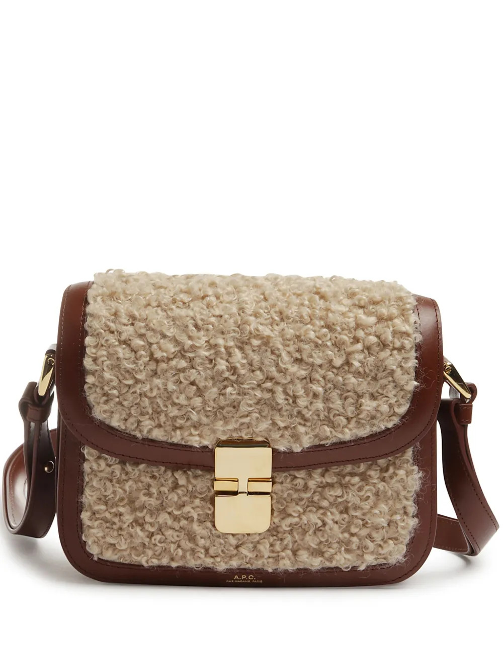 A.P.C. faux-fur Detailing Shoulder Bag | Neutrals | FARFETCH | Farfetch Global