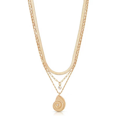 Nautilus Shell Pendant Layered Necklace Set of 3 - Ettika | Target